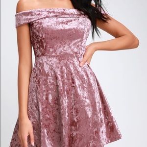 Pink Velvet Skater Dress